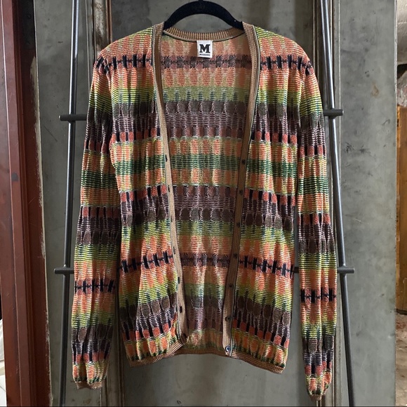 Missoni Orange Lime Green Zig Zag Cardigan Sweater - Picture 6 of 16